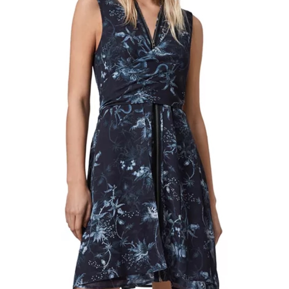 All Saints ALLSAINTS Jayda Evolution Zip Front Fluid Drape Midi Dress Small